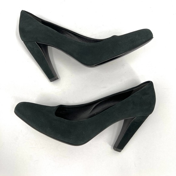 PRADA Shoes Womens 37 Green Calzature Donna Suede Comma Heel Almond Toe Pump - Picture 6 of 10